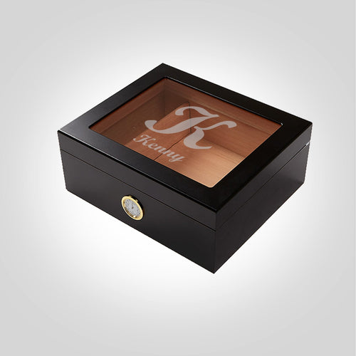 Large Black Humidor | Cursive - Kustom Products Inc